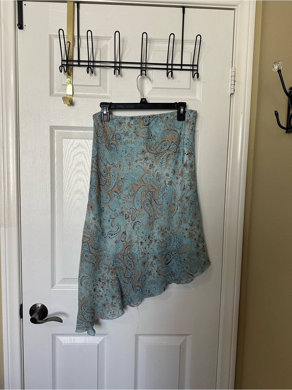 Byer California Light Blue Paisley Asymmetrical Midi Skirt